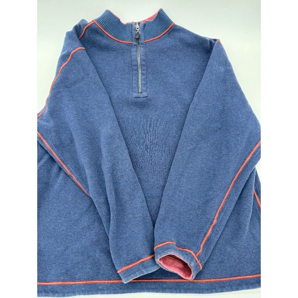 Age of Wisdom Reversible Quarter‎ Zip Sweater Mens XXL Blue Burgundy Pullover